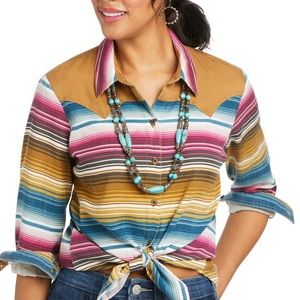 Ariat Western Button Up Women’s M Serape Stripe Rodeo Cowgirl Shirt NWT